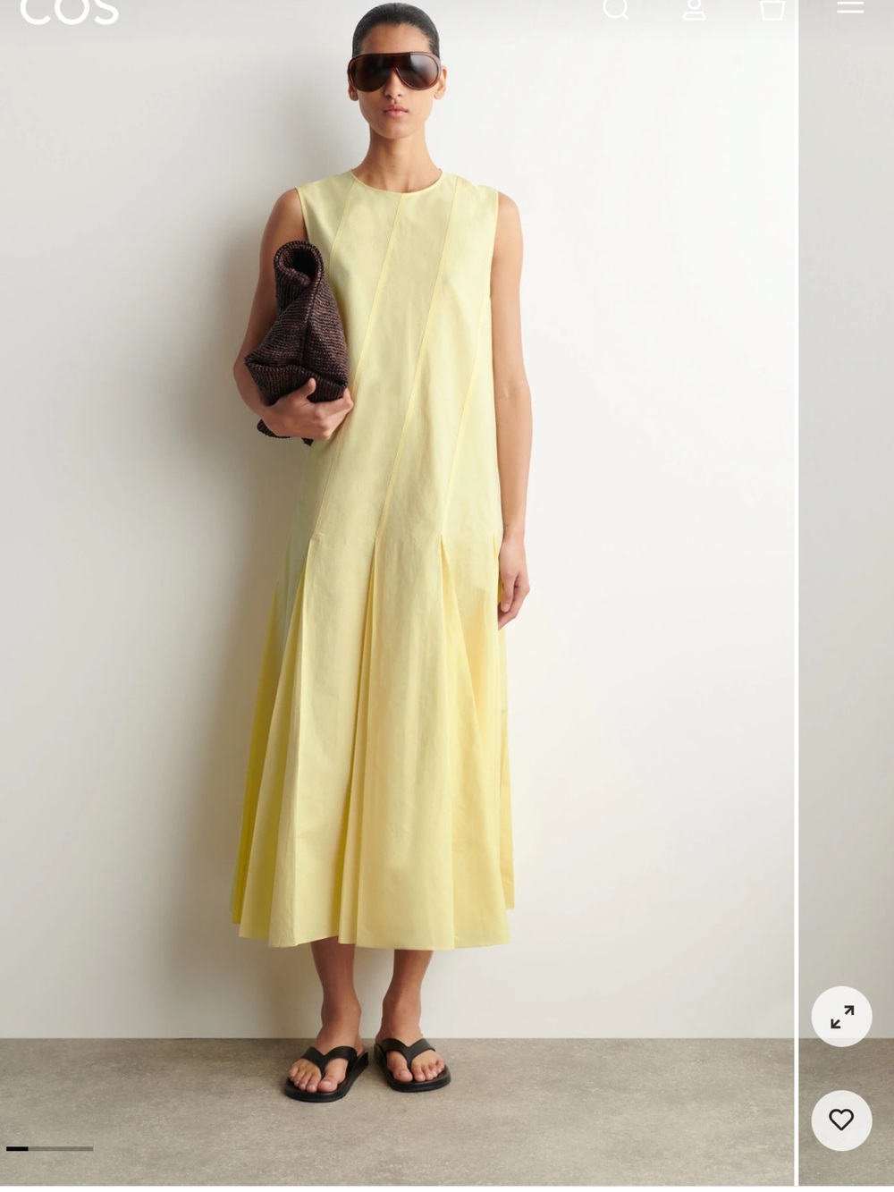 COS pleated cotton linen maxi dress